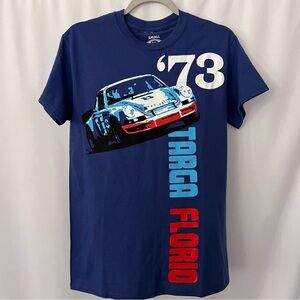 Hunziker Apparel Mens Short Sleeve Tshirt Size S Blue Targa Florio 73 Racing